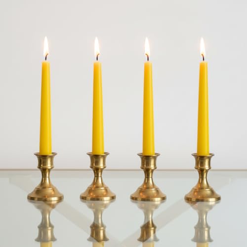 4 Pack Yellow Taper Candles丨Taper Candles 10 Inch Dripless丨Unscented & Smokeless Candlesticks Bulk丨7-8 Hours Long Burning Tall Candles丨Ideal for Christmas Weddings Parties Dinner - color: Yellow, size: 4 Pack Taper Candle