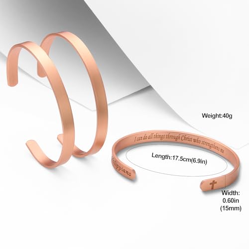 MagEnergy Cross Copper Bracelet for Men Women-Engraved Religious Bracelets - style: Psalm 23