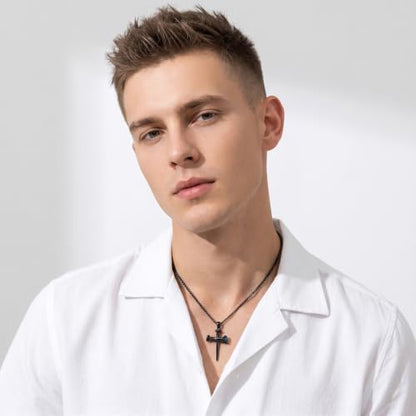 14K Gold Plated Cross Pendant Necklace Christian Jewelry Religious Gift - color: B04-Nail Cross Turquoise