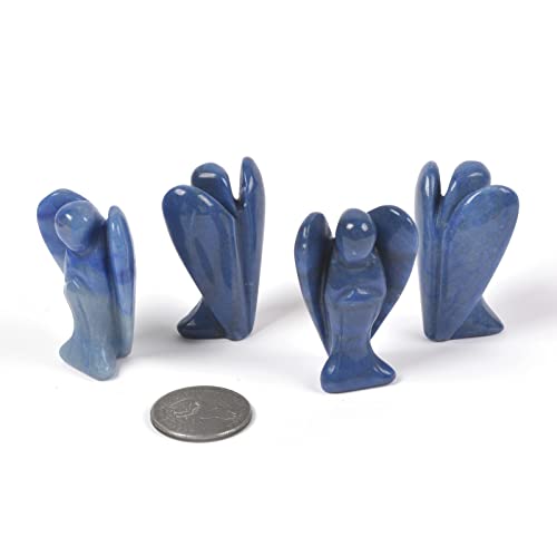 Justinstones Carved Blue Aventurine Gemstone Peace Angel Pocket Guardian AngelHealing Statue 2 inch - color: Blue Aventurine