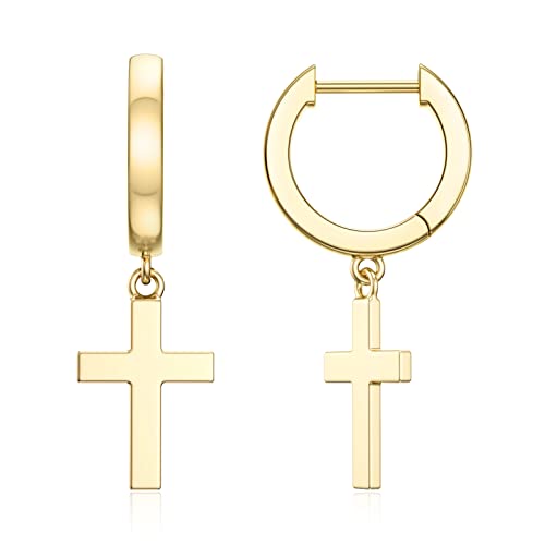 SEVENWELL Huggie Hoop Earrings for Women, Dangle Dangle Hoops - color: 07 Gold Cross