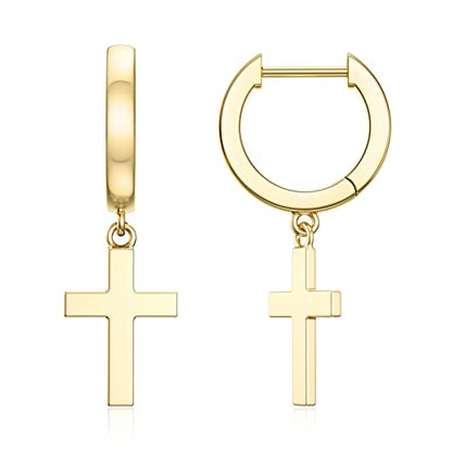 SEVENWELL Huggie Hoop Earrings for Women, Dangle Dangle Hoops - color: 07 Gold Cross