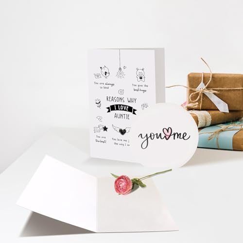 Chenive Birthday Card for Aunt Auntie, Mothers Day Card for Aunt from Niece Nephew, Christmas Cards Gifts, Appreciation Gifts from Niece Nephew, Reasons Why I Love Auntie Cards - color: Aunt Birthday
