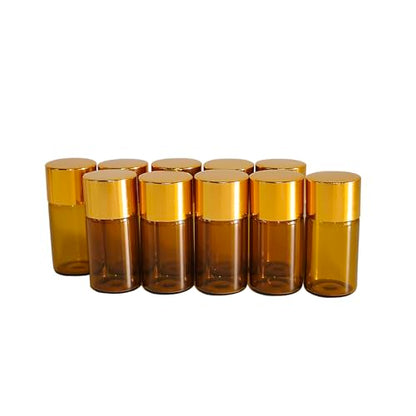 50Pcs 3ml Amber Mini Essential Oil Bottles Sample Bottles with Orifice Reducers and Gold Caps,3ml Amber Glass Bottles Vials,for Perfume Aromatherapy Cosmetic Oils Container - size: 3ml