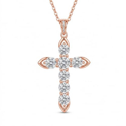 Cross Necklace 18k Gold Plated Christian Faith Jewelry Gift for Women - color: Cross-Rose Gold