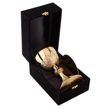 Church Gold Plated Brass Chalice & Paten, 16 Ounce, Anzio with Case - color: Anzio with Case