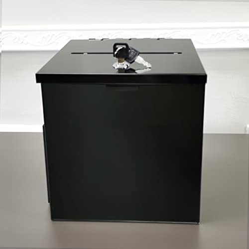 FixtureDisplays® 8X8X9.5" Black Metal Donation Box Collection Tithes Offer Drop Ballot Sharp Edge 10918NEW-BLACK-RIVET-S-SPECIAL-2D