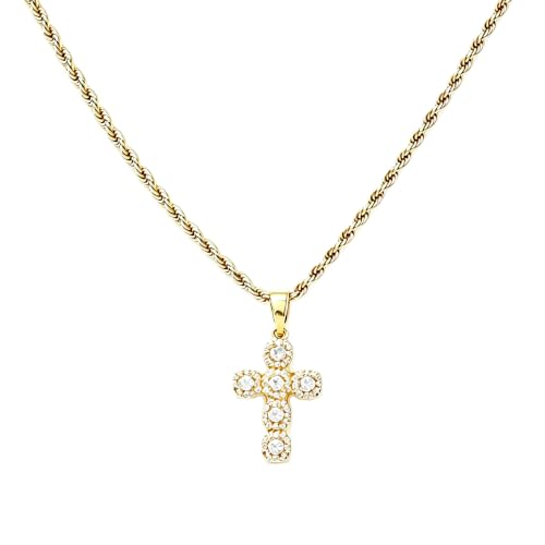 Cross Necklace for Women,14K Gold Silver Plated Box Chain Pendant，Dainty Personalized Charm Jewelry Gift for Her - color: Gold Cross B