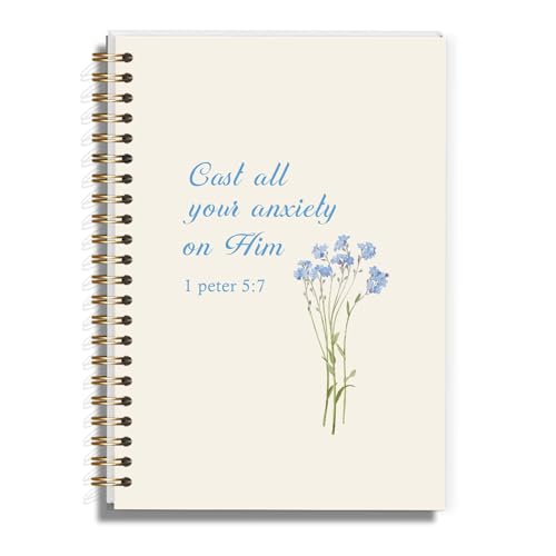 Bible Journal for Woman, Christian Gifts for Teen Girls, Aesthetic Preppy Blue Flowers Hardcover Spiral Notebook for Bible Note Taking Supplies - 5.5×8.3 - A09 - style: Christian Blue Flowers