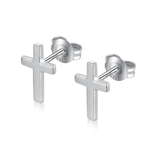 Han han 925 Sterling Silver Cross Earrings for Women and Men - style: C-Cross stud earrings