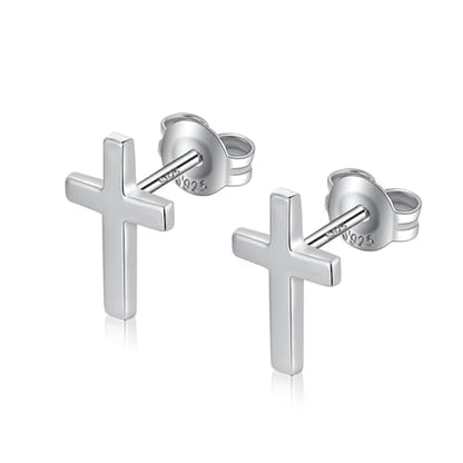 Han han 925 Sterling Silver Cross Earrings for Women and Men - style: C-Cross stud earrings