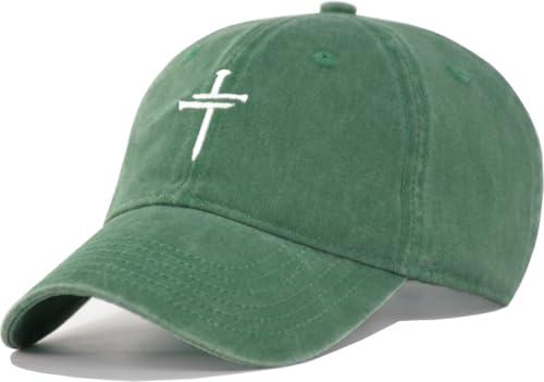 Christian Jesus Cross Vintage Hat Men Women Faith Baseball Hat Ideal Gift for Birthday Christmas Father's Mother's Day - color: Kelly