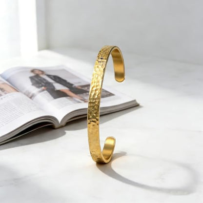 Inspirational Bible Verse Cuff Bracelet for Women, 18K Gold Plated Hammered Bangle, Christian Faith Jewelry Gift, Adjustable Non Tarnish - color: DON'T LET THE HARD DAYS WIN-Hammered Gold