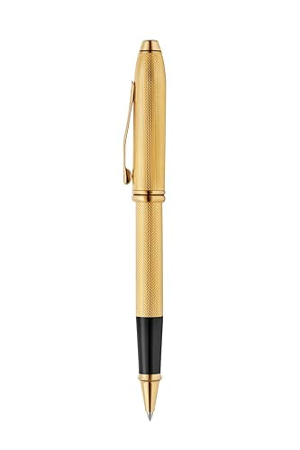 Cross Townsend Polished 23KT Gold-Plated Engraved Diamond Pattern Selectip Rollerball Pen with 23KT Gold-Plated Appointments – Refillable, Luxury Gift Box