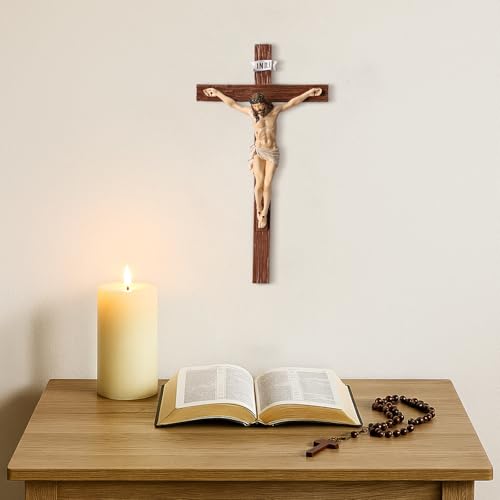 TALPGOD Crucifix Wall Cross 21 Inch,Jesus Cross Home Décor,Jesus Statue Catholic Hanging Cross for Wall Art,Religious Wall Crucifix Decor,Crucifijos Catolicos Cross Wall Decor - size: 21 inches
