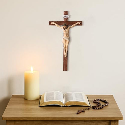 TALPGOD Crucifix Wall Cross 21 Inch,Jesus Cross Home Décor,Jesus Statue Catholic Hanging Cross for Wall Art,Religious Wall Crucifix Decor,Crucifijos Catolicos Cross Wall Decor - size: 21 inches