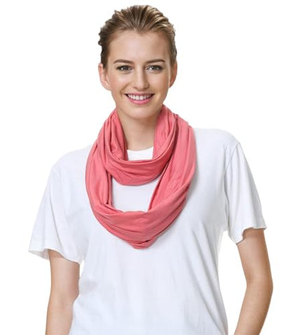 Lina & Lily Premium Modal Jersey Knit Women's Infinity Scarf Loop Lightweight - color: Coral