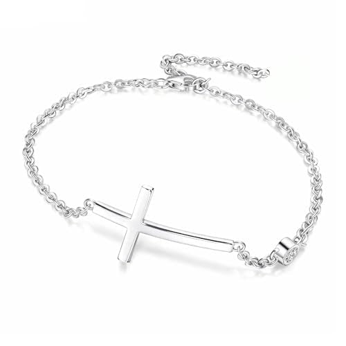 Cross Bracelet for Women and Girls, Adjustable Christian Faith Jewelry, Religious Gift for Baptism Confirmation Birthday, Gift for Mom Daughter, Gift Set with Box