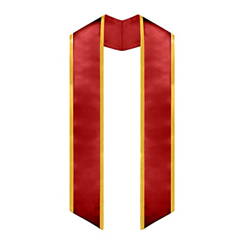 Endea Graduation Plain Honor Stole With Trim Color & Angled End Adult Unisex 72" - color: Red/Gold