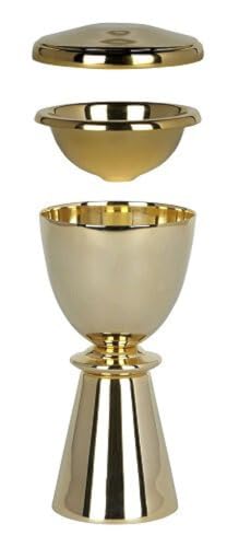 Church Gold Plated Brass Chalice & Paten, 4 Ounce, Travel Set - color: Brass