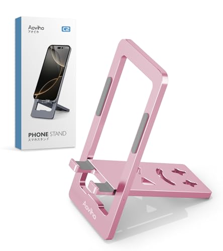 Aoviho Foldable Cell Phone Stand for Desk, Portable Phone Holder,Pink - color: Pink