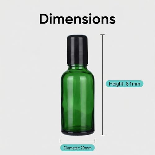 erioctry 6PCS 20ml Empty Green Glass Essential Oil Roller Bottles Portable Roll on Perfume Bottles with Stainless Steel Ball Black Cap Vial Container - size: 20ml
