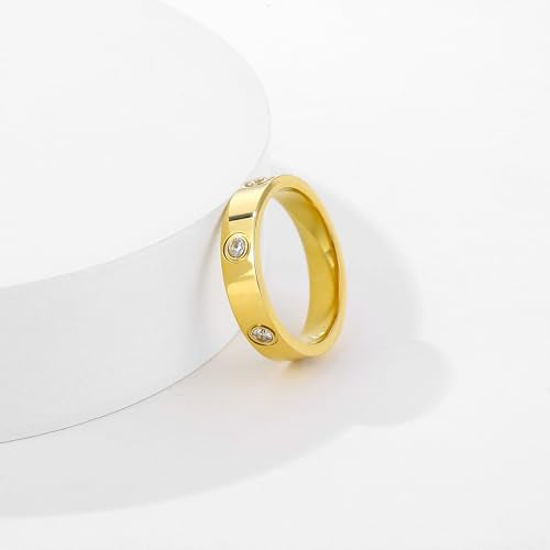 YCSLYW Ladies Stainless Steel Ring Love Friendship Ring Golden high polishing, low allergy Wedding Jewelry Valentine's Day Birthday Gift, 5-10 - color: Love Gold, size: 6