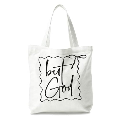 Bible Tote Bags Cute Christian Preppy Canvas Tote Bag Christian Gifts for Women Reusable Shopping Bags(Parent) - color: But God-1