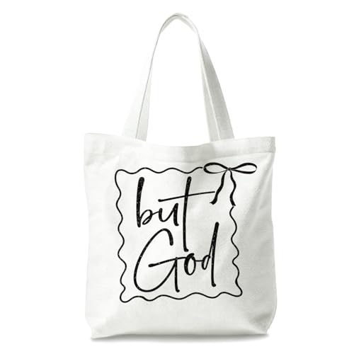 Bible Tote Bags Cute Christian Preppy Canvas Tote Bag Christian Gifts for Women Reusable Shopping Bags(Parent) - color: But God-1