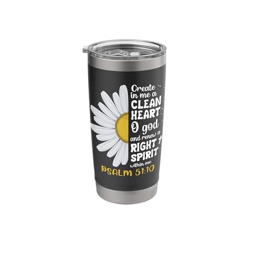 Create in me a clean heart o god psalm 51:10 faith flower Stainless Steel Insulated Tumbler - color: Black