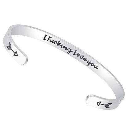 Fesciory Inspirational Bracelets for Women, Stainless Steel Cuff Bangle - color: Silver-27