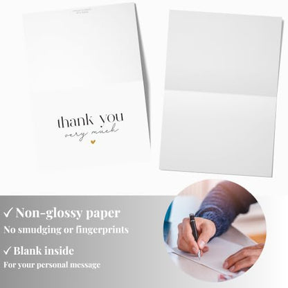 Thank You Cards with Envelopes Bulk Pack of 40 - Gold Foil Classic Fonts - color: Gold Foil - Classic