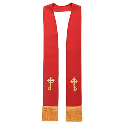 BLESSUME Church Clergy Pastor Cross Embroidered Stole - color: Red 2