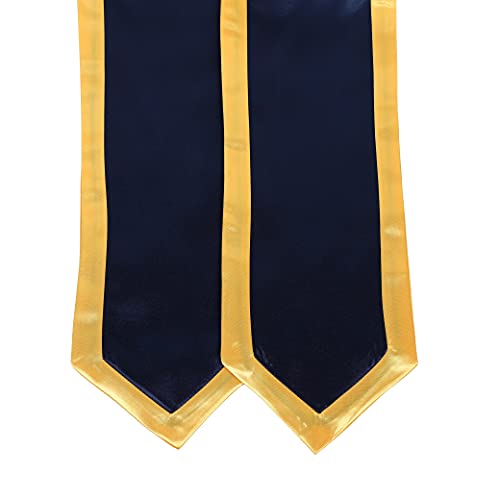 Unisex Adult Graduation Honor Stole Classic End With Trim 72" Long - color: Black + Gold Trim