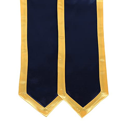 Unisex Adult Graduation Honor Stole Classic End With Trim 72" Long - color: Black + Gold Trim