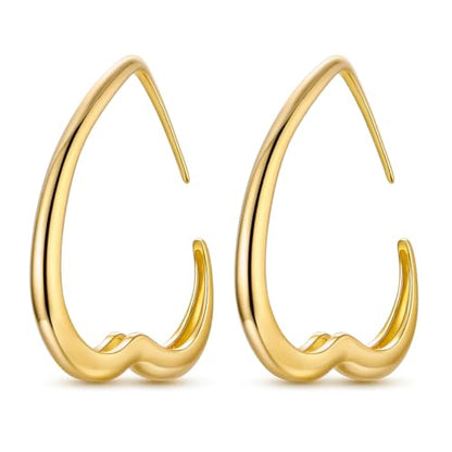 LAZA 925 Sterling Silver Earrings for Women Huggies Hoop Gold Earrings - color: Gold Heart hoop Earrings