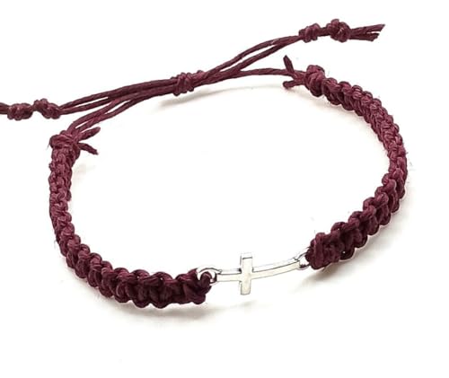 Cross Hemp Bracelet - color: Burgundy