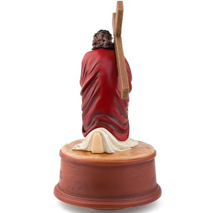 Way of The Cross Jesus Figurine Music Box,Christian Religious Collectible Statue Playing How Great Thou Art,Hand-Painted Jesus Carrying Cross Figurine,Faith Based Prayer Corner Decor,Lent Easter Gift