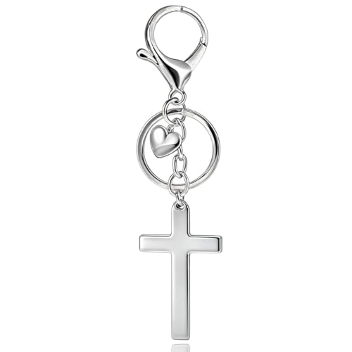 Cross Keychain Bag Charm for Women Christian Religious Gifts Easter Jesus Keychain for Women Purse Handbag Car Keys - color: Silver a