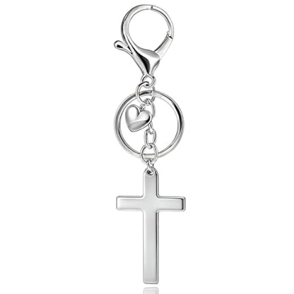 Cross Keychain Bag Charm for Women Christian Religious Gifts Easter Jesus Keychain for Women Purse Handbag Car Keys - color: Silver a