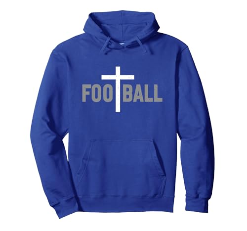 Football Christian Cross Men Boys Pullover Hoodie - color: Royal Blue, size: Small