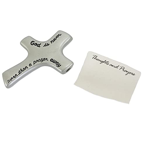 A Prayer Away Silver Metal Palm Cross, Handheld Cross for Comfort and Prayer, 2 3/4 Inches, by Cathedral Art