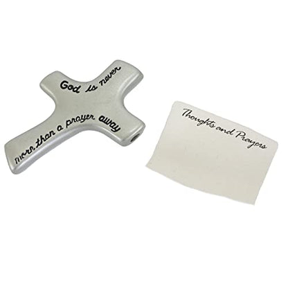 A Prayer Away Silver Metal Palm Cross, Handheld Cross for Comfort and Prayer, 2 3/4 Inches, by Cathedral Art