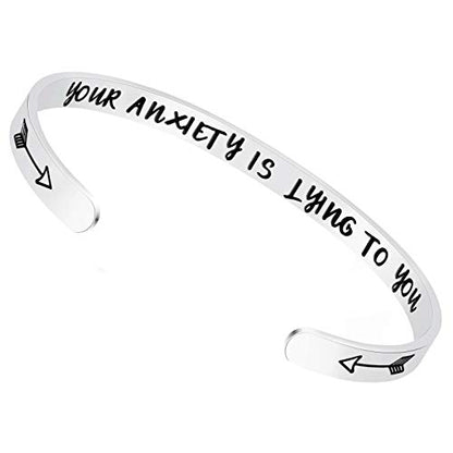 Fesciory Inspirational Bracelets for Women, Stainless Steel Cuff Bangle - color: Silver-24