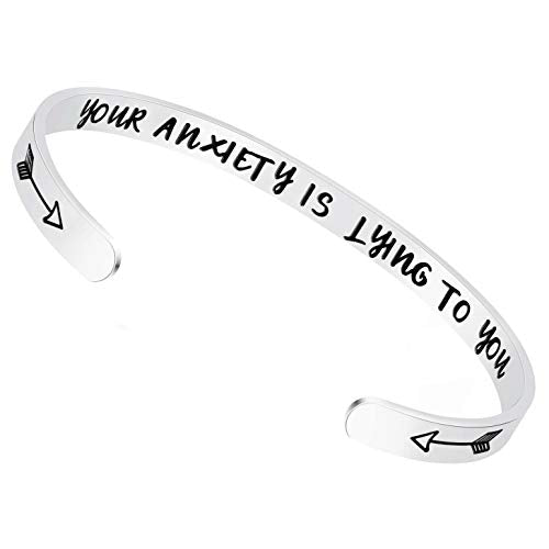 Fesciory Inspirational Bracelets for Women, Stainless Steel Cuff Bangle - color: Silver-24