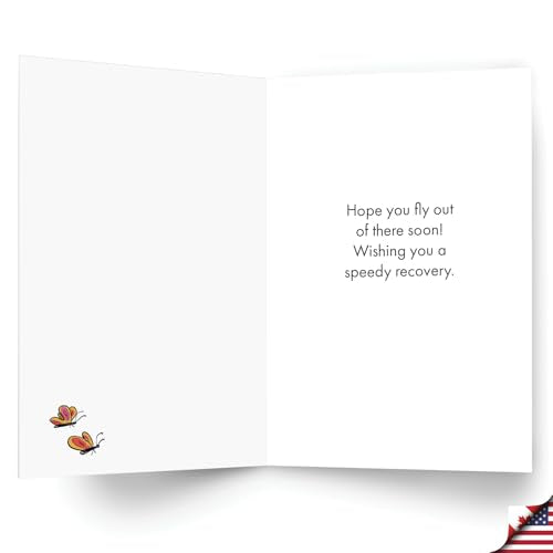 NobleWorks Funny Get Well Greeting Card (Patient) with 5 x 7 Inch Envelope (1 Card) Butterfly Leader C11081GWG - style: Butterfly Leader