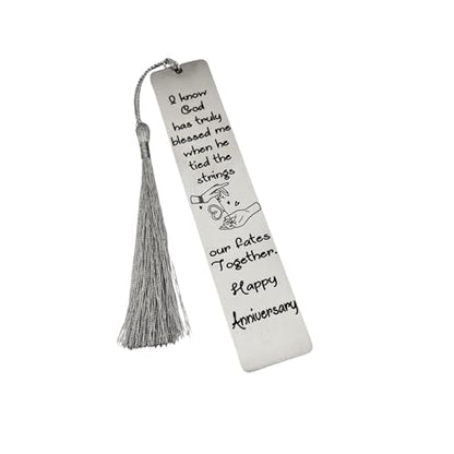 Unique Gift For Anniversary - I know God has truly blessed me when he tied the strings our fates together Bookmarks (Steel Silver) - color: Steel Silver