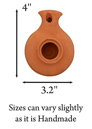 Herodian Biblical Clay Oil Lamp - Classic Brown Ancient Replica with Certificate of Authenticity- Handmade Holy Land Judaica and Christian Faith Gift - color: Herodian - Biblical Brown