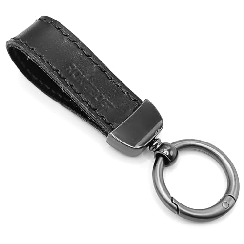 Double-Sided Cowhide Keychain for Car Keys, Vegetable-Tanned - color: Black