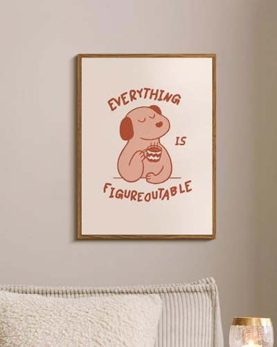 WHASAYART Everything is Figureoutable Funny Dog Quote Framed Wall Art 12x16 - color: Figureoutable